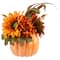 10" Autumn Harvest Pumpkin with Sunflowers, Mums & Pine Cones Décor